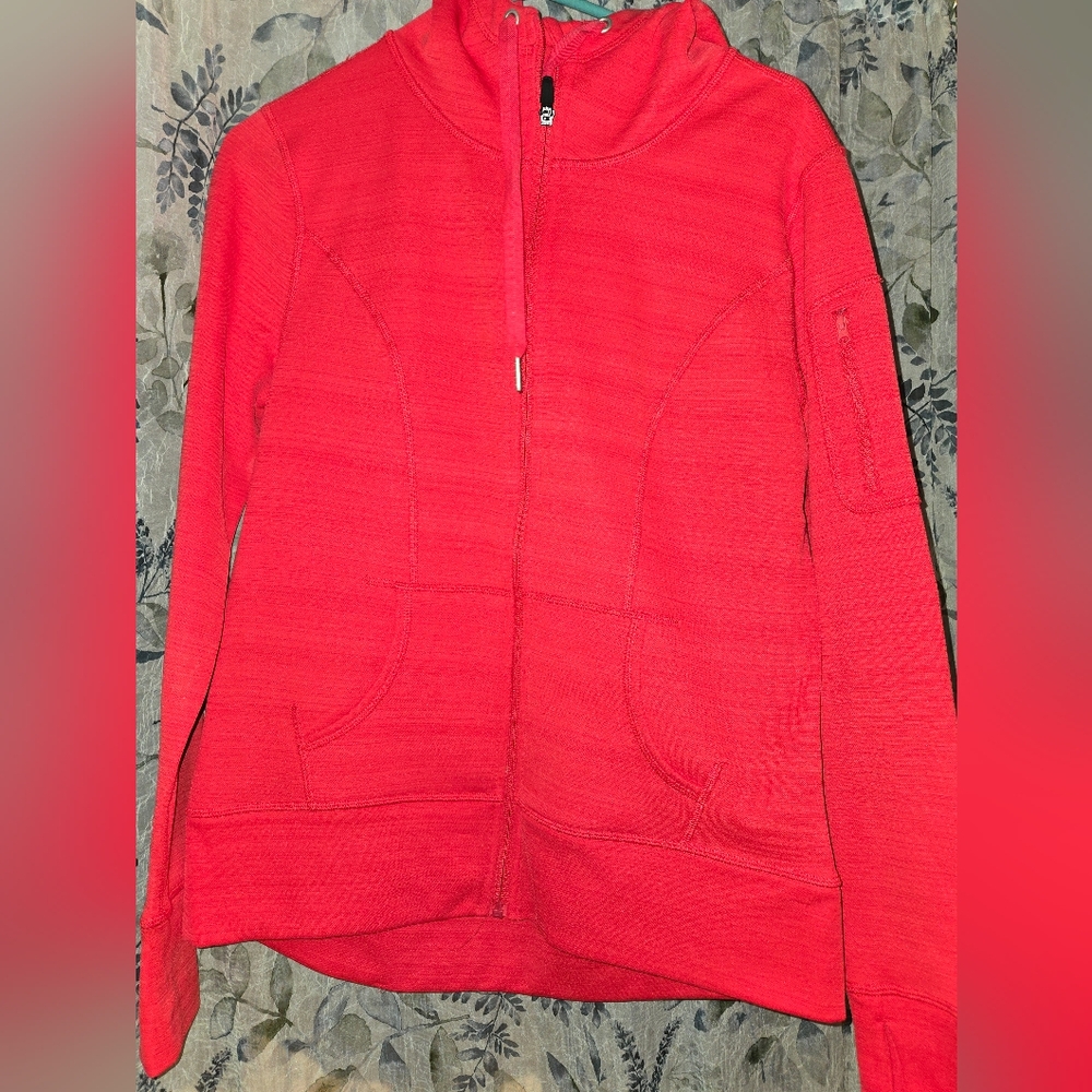 XERSION ATHLETIC HOODED JACKET HOODIE‎ FULL ZIP POCKETS CORAL IN COLOR